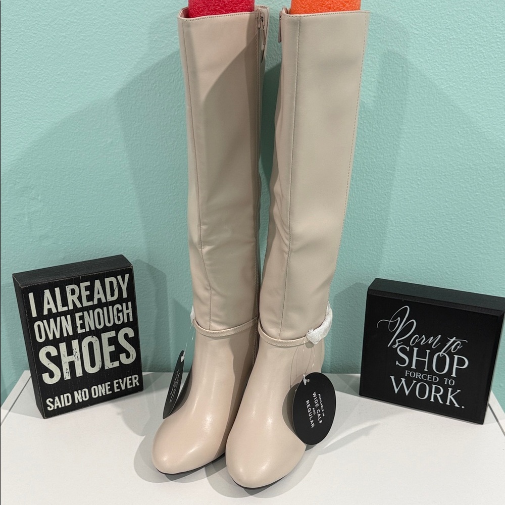 Karen Scott Cream Over the Knee Boots